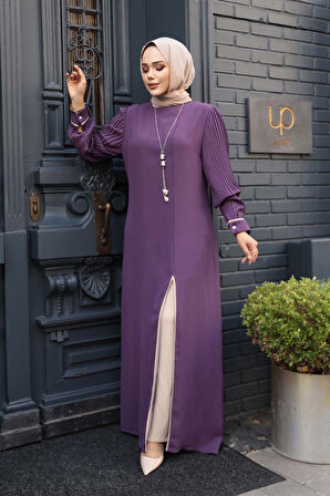 Kolyeli Lila Tesettür İkili Takım 76161LILA