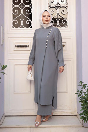 Gri Tesettür İkili Takım 7655GR
