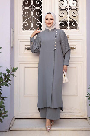 Gri Tesettür İkili Takım 7655GR