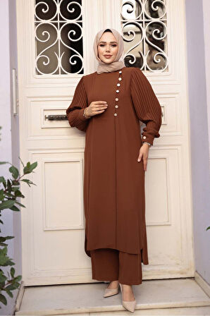 Kahverengi Tesettür İkili Takım 7655KH