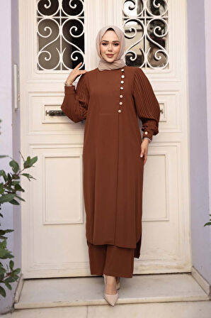 Kahverengi Tesettür İkili Takım 7655KH