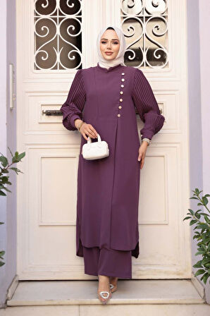 Lila Tesettür İkili Takım 7655LILA