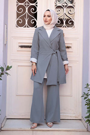 Ceketli Gri Tesettür İkili Takım 76731GR
