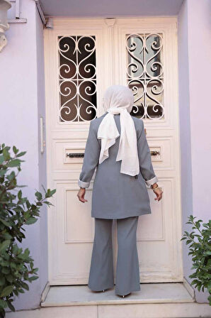 Ceketli Gri Tesettür İkili Takım 76731GR