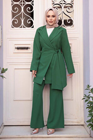 Ceketli Yeşil Tesettür İkili Takım 76731Y