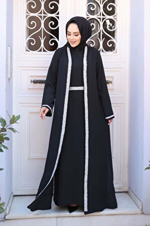 Elbiseli Siyah Tesettür İkili Takım 76852S