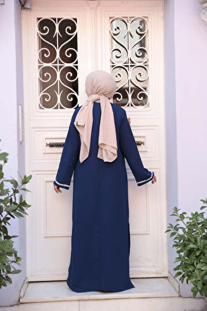 Elbiseli Lacivert Tesettür İkili Takım 76852L
