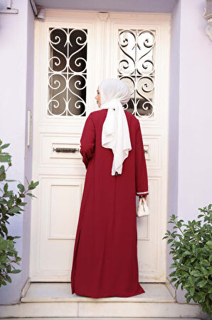 Elbiseli Bordo Tesettür İkili Takım 76852BR