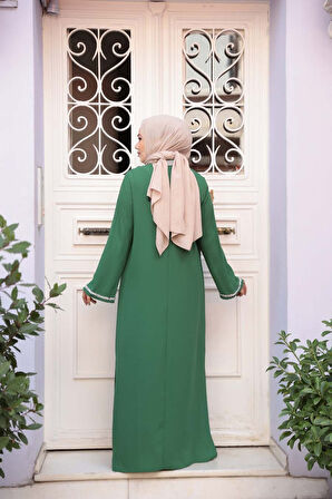 Elbiseli Yeşil Tesettür İkili Takım 76852Y