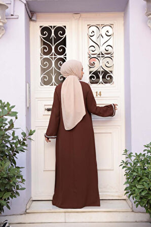 Elbiseli Kahverengi Tesettür İkili Takım 76852KH