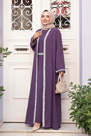 Elbiseli Lila Tesettür İkili Takım 76852LILA