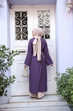 Yırtmaç Detaylı Lila Tesettür İkili Takım 76112LILA