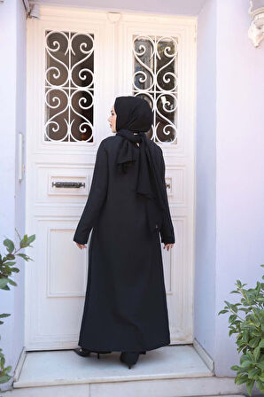 Asimetrik Detaylı Siyah Tesettür İkili Takım 76321S