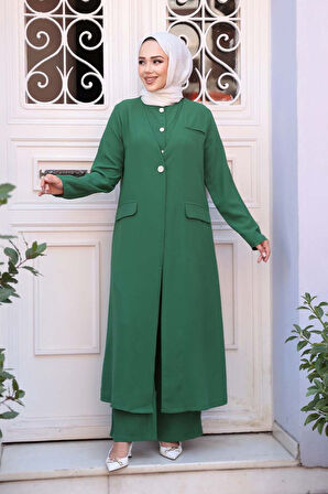 Ceketli Yeşil Tesettür İkili Takım 76521Y