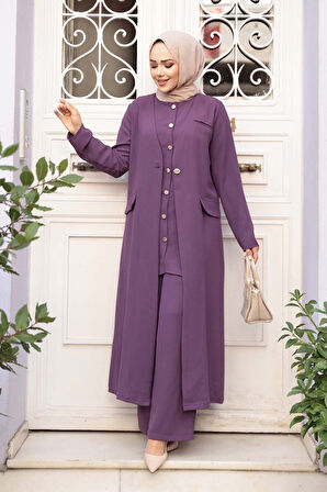 Ceketli Lila Tesettür İkili Takım 76521LILA