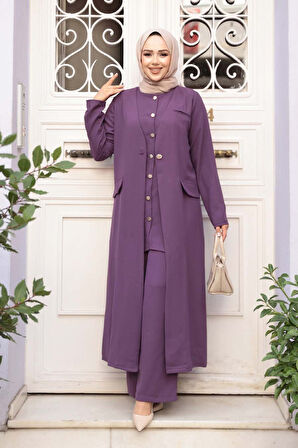 Ceketli Lila Tesettür İkili Takım 76521LILA