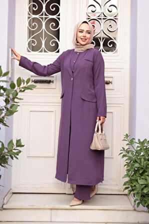 Ceketli Lila Tesettür İkili Takım 76521LILA