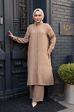 Düğmeli Bisküvi Tesettür Üçlü Takım 76591BS