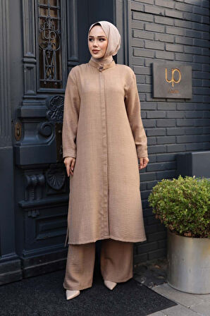 Düğmeli Bisküvi Tesettür Üçlü Takım 76591BS