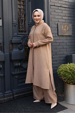 Düğmeli Bisküvi Tesettür Üçlü Takım 76591BS