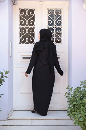 Elbiseli Siyah Tesettür İkili Takım 76091S