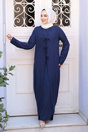 Elbiseli Lacivert Tesettür İkili Takım 76091L