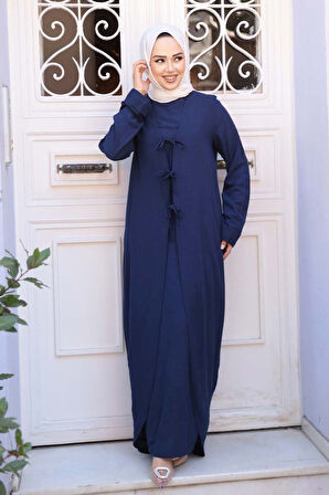 Elbiseli Lacivert Tesettür İkili Takım 76091L
