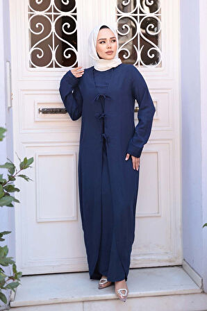 Elbiseli Lacivert Tesettür İkili Takım 76091L