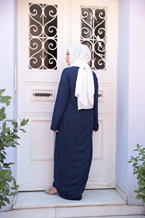 Elbiseli Lacivert Tesettür İkili Takım 76091L