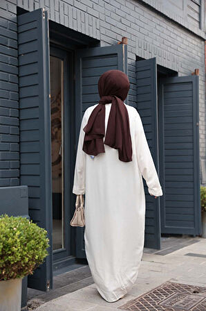 Elbiseli Ekru Tesettür İkili Takım 76091E