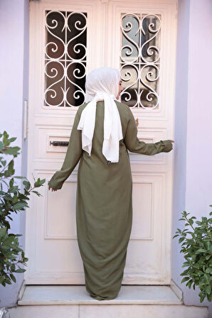 Elbiseli Haki Tesettür İkili Takım 76091HK