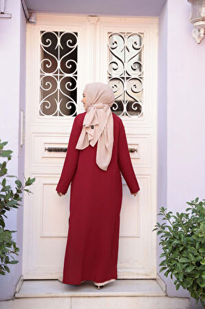 Düğmeli Bordo Tesettür Üçlü Takım 76221BR