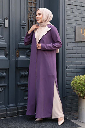 Düğmeli Lila Tesettür Üçlü Takım 76221LILA
