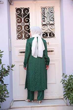 Jakarlı Yeşil Tesettür İkili Takım 76671Y