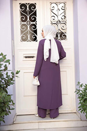 Ceketli Lila Tesettür Üçlü Takım 7678LILA