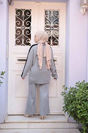 Gri Tesettür Triko İkili Takım 50163GR