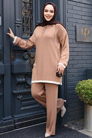 Bisküvi Tesettür Triko İkili Takım 17204BS
