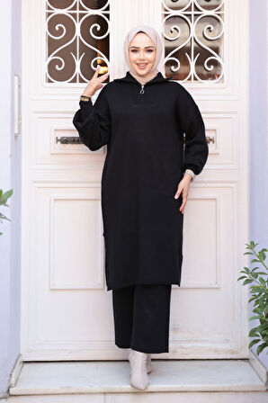 Siyah Tesettür Triko İkili Takım 6036S