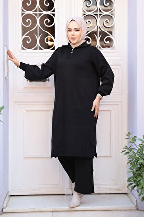 Siyah Tesettür Triko İkili Takım 6036S