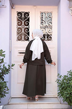 Etekli Haki Tesettür İkili Takım 56812HK
