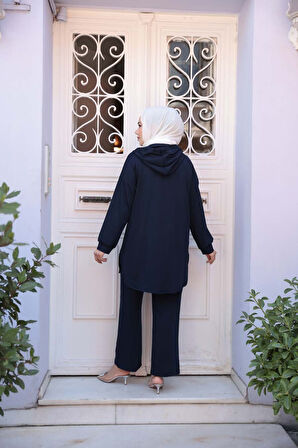 Fermuarlı Lacivert Tesettür İkili Takım 17461L