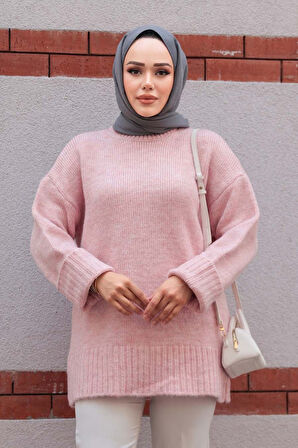 Pudra Tesettür Triko Kazak Tunik 87181PD