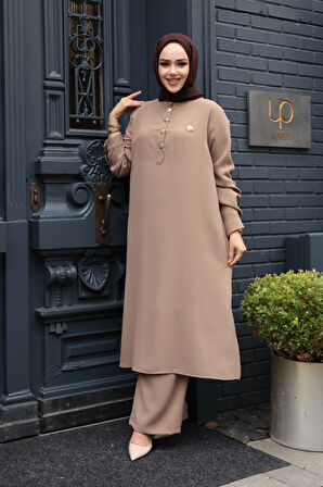 Düğme Detaylı Vizon Tesettür İkili Takım 76642V