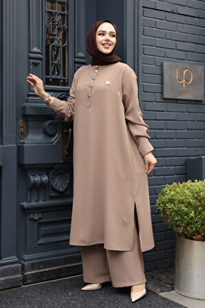 Düğme Detaylı Vizon Tesettür İkili Takım 76642V