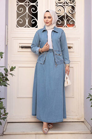Mavi Tesettür Kot İkili Takım 44752M