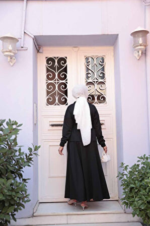 Etekli Siyah Tesettür İkili Takım 13251S