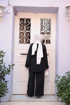 Düğmeli Siyah Tesettür İkili Takım 30431S