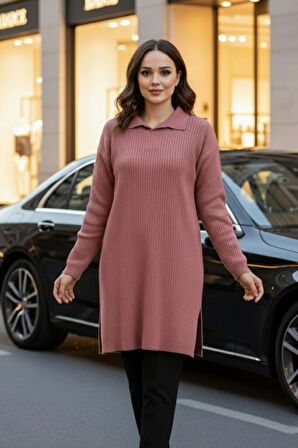 Fitilli Gül Kurusu Triko Tunik 65903GK