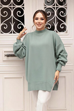 Zincir Detaylı Mint  Triko Kazak  17202MINT