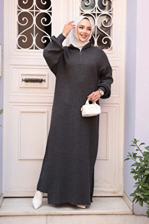 Fitilli Antrasit Triko Tesettür İkili Takım 17207ANT